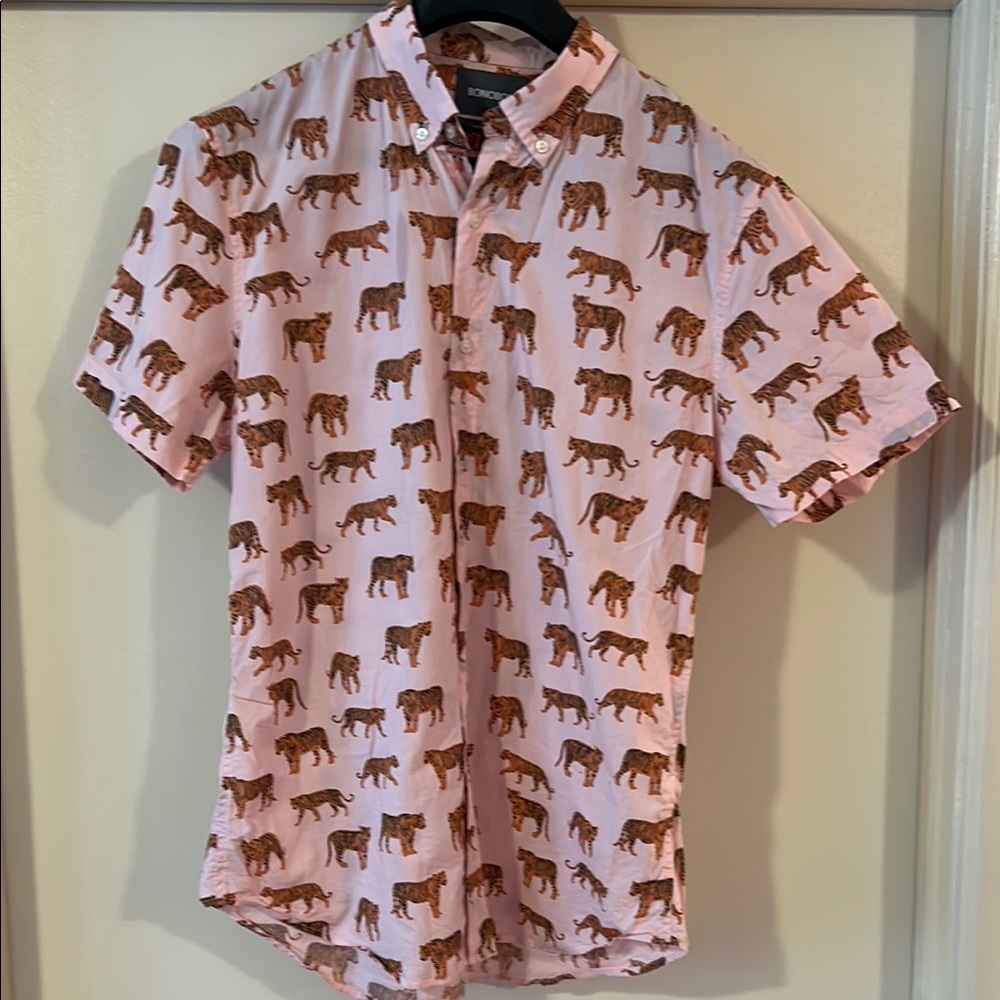 Bonobos Pink Tiger Print Men's Shirt